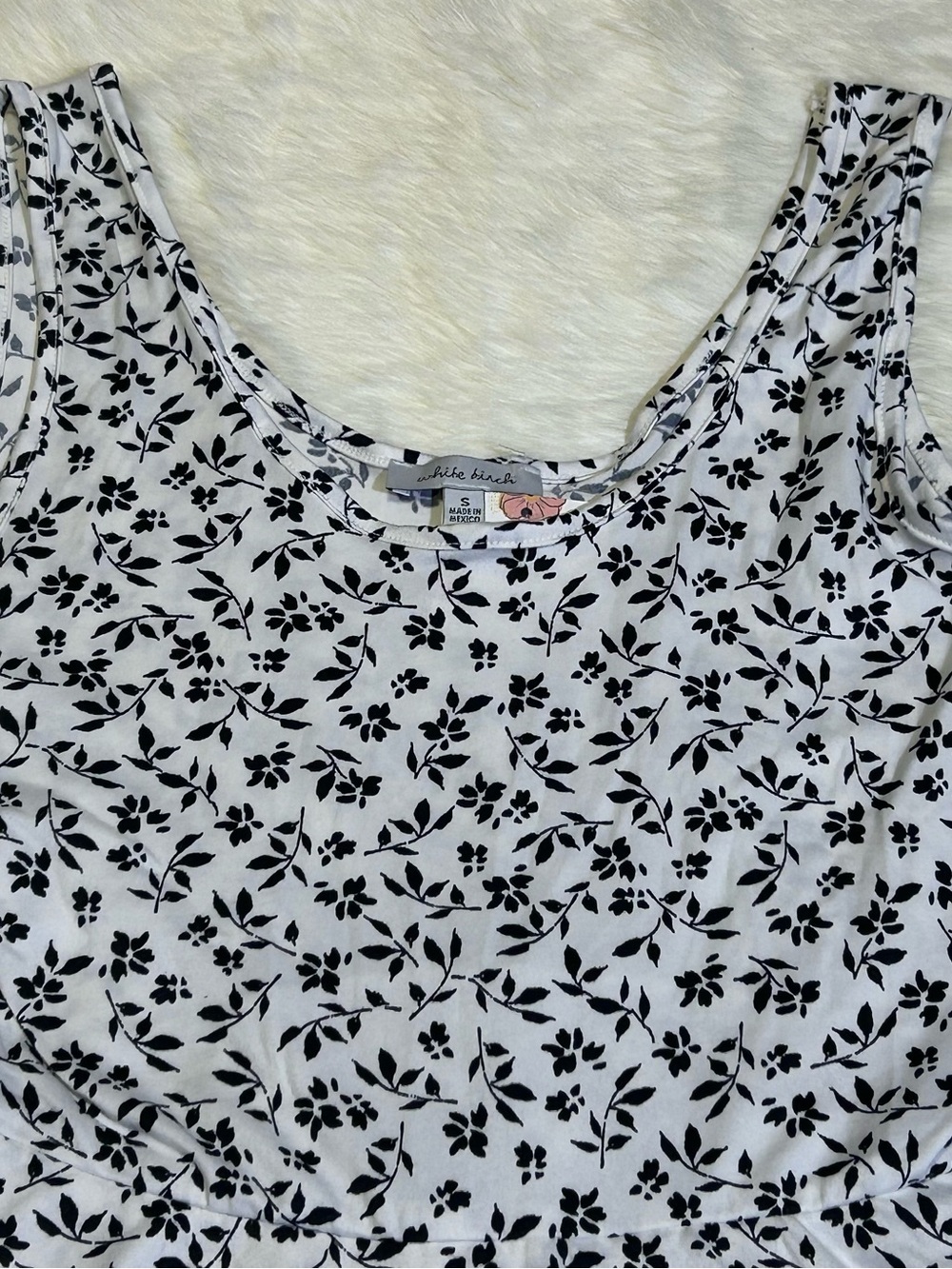 NWT White Birch Ivory Black Floral Sleeveless Dress Built-In Shorts Size S - Picture 6 of 11